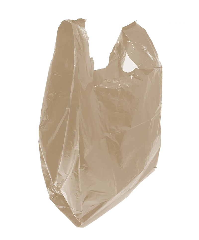 Homerite Grocery Shopping Plastic T-shirt Bags Plain 12" x 7" x 21" (Brown, 150) - Image 1